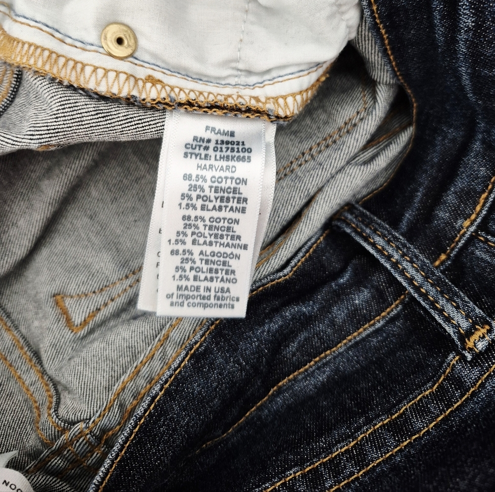 Frame Le High Harvard Dark Wash Skinny Jeans 70s Denim Gift Retro School Travel - Picture 15 of 15